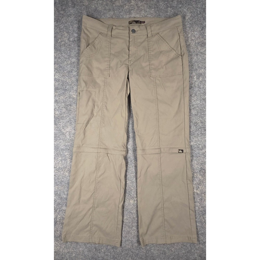Prana Monarch Convertible Hiking Pants Womens 10 Short Inseam Khaki Tan Outdoor